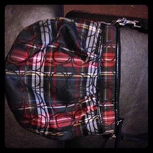 Coach Red and Black Plaid Satchel